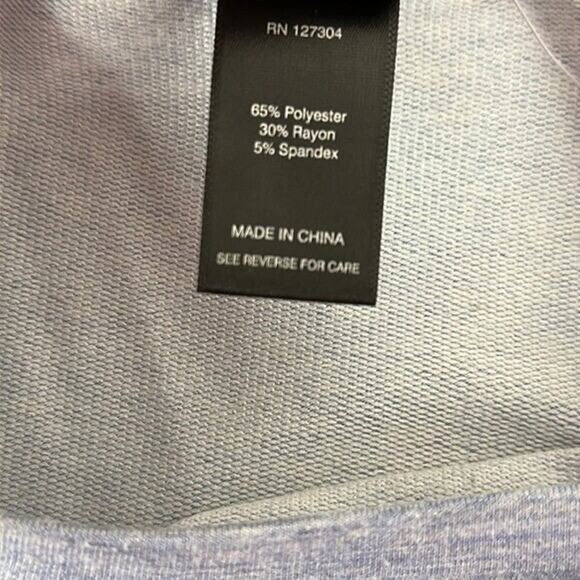 Ali Mlies Top Shirt Womens Medium Blue Sweatshirt Ruffle 3/4 Roll Tab Art Boxy - Picture 6 of 10